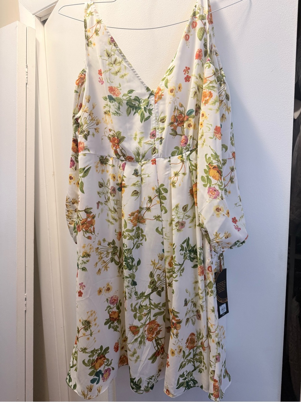 Colleen Atwood Disney Collection-Floral V-Neck Cold-Shoulder Midi Dress